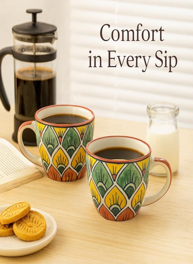 KITTENS Ceramic Mug Set of 1 - 375ml | Hand-Painted Peacock Feather Pattern | Microwave & Dishwasher Safe | Food Grade | Tea, Coffee, Snacks | Ideal Gift for Home, Office & Festive Gifting - Image 3